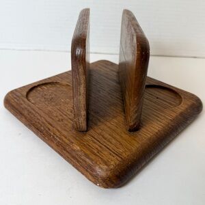 VTG 80s 90s‎ GoodWood Wooden Napkin Salt Pepper Shaker Holder Brown Wood Cottage